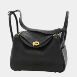 Hermes Lindy 26 Taurillon Clemence Black U Engraved Handbag Shoulder Bag For Women