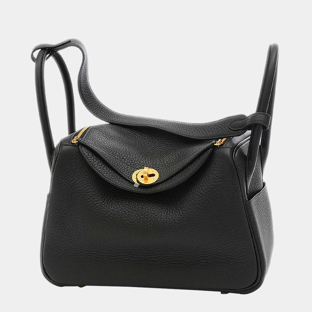 Hermes Lindy 26 Taurillon Clemence Black U Engraved Handbag Shoulder Bag For Women 3 Hermes Lindy 26 Taurillon Clemence Black U Engraved Handbag Shoulder Bag For Women