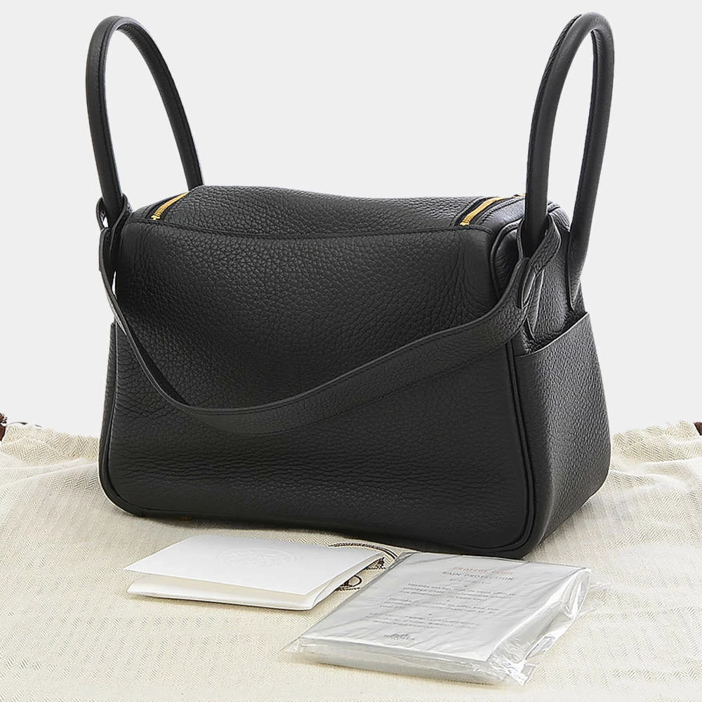 Hermes Lindy 26 Taurillon Clemence Black U Engraved Handbag Shoulder Bag For Women 7 Hermes Lindy 26 Taurillon Clemence Black U Engraved Handbag Shoulder Bag For Women - Image 5
