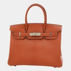 Hermes Birkin 30 Goat Coromandel Brick I Engraved Handbag For Women