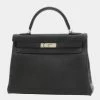 Hermes Kelly 32 Togo Black A Engraved Handbag For Women -Deals Hermes Store luxury women hermes used handbags p679812 001