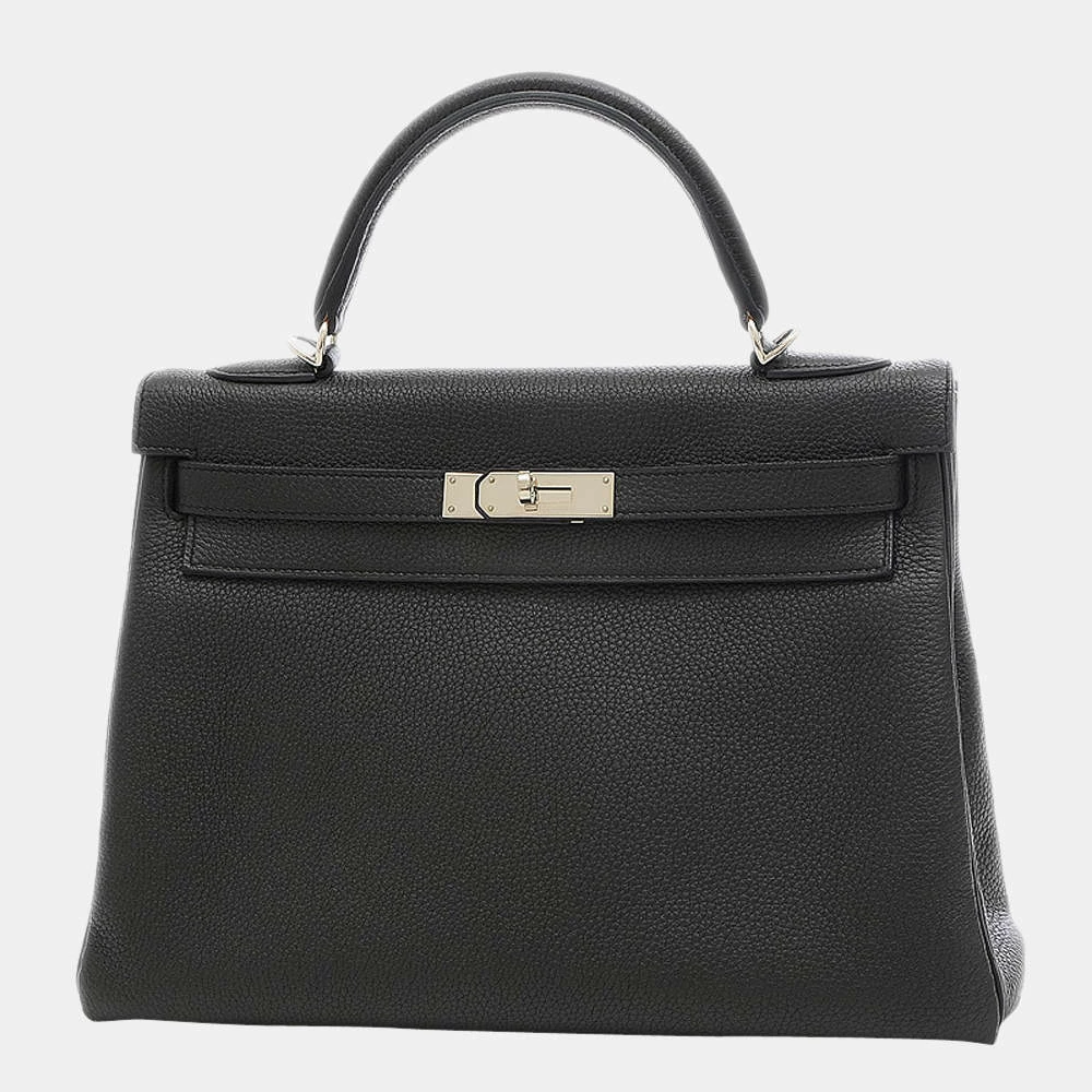 Hermes Kelly 32 Togo Black A Engraved Handbag For Women 3 Hermes Kelly 32 Togo Black A Engraved Handbag For Women