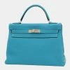 Hermes Kelly 32 Inner Stitch Taurillon Clemence Turquoise R Engraved Handbag For Women -Deals Hermes Store luxury women hermes used handbags p679815 002