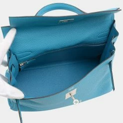 Hermes Kelly 32 Inner Stitch Taurillon Clemence Turquoise R Engraved Handbag For Women -Deals Hermes Store luxury women hermes used handbags p679815 004