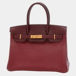 Hermes Birkin 30 Touch Taurillon Sombrero Rouge Ash C Engraved Handbag For Women
