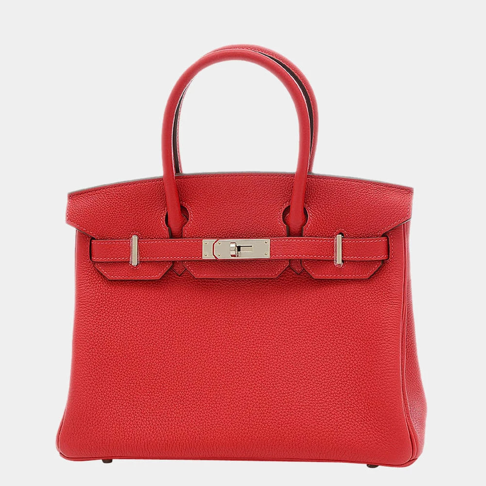 Hermes Birkin 30 Verso Togo Rouge Kazak Ash Y Engraved Handbag For Women 3 Hermes Birkin 30 Verso Togo Rouge Kazak Ash Y Engraved Handbag For Women
