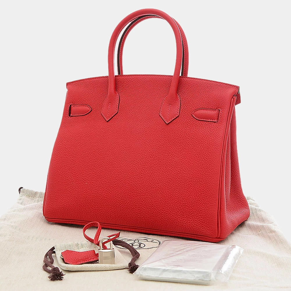 Hermes Birkin 30 Verso Togo Rouge Kazak Ash Y Engraved Handbag For Women 8 Hermes Birkin 30 Verso Togo Rouge Kazak Ash Y Engraved Handbag For Women - Image 6
