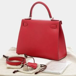 Hermes Kelly 28 Tadelact Rougevif Z Engraved Handbag For Women -Deals Hermes Store luxury women hermes used handbags p679824 004