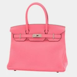 Hermes Birkin 30 Taurillon Rose Azare Y Engraved Handbag For Women