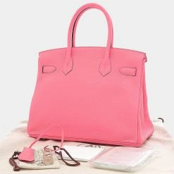 Hermes Birkin 30 Taurillon Rose Azare Y Engraved Handbag For Women -Deals Hermes Store luxury women hermes used handbags p679826 008