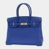 Hermes Birkin 30 Togo Blue Electric D Engraved Handbag For Women