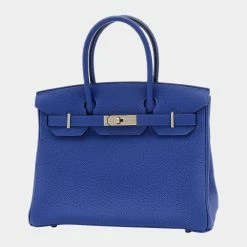 Hermes Birkin 30 Togo Blue Electric D Engraved Handbag For Women