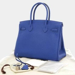 Hermes Birkin 30 Togo Blue Electric D Engraved Handbag For Women -Deals Hermes Store luxury women hermes used handbags p679827 003