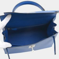 Hermes Kelly 28 Outer Sewing Epson Blue France U Engraved Handbag For Women -Deals Hermes Store luxury women hermes used handbags p679829 006