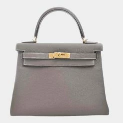 Hermes Togo Kelly 28 Handbag Greige For Women