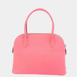 Hermes Pink Epsom Leather Bolide 27 Satchel Bag For Women 18 Hermes Pink Epsom Leather Bolide 27 Satchel Bag For Women -Deals Hermes Store luxury women hermes used handbags p679996 002