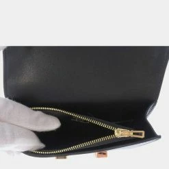 Hermes Black Epsom Leather Constance Compact Wallet For Women -Deals Hermes Store luxury women hermes used handbags p680002 009