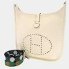 Hermes White Taurillon Clemence Leather Evelyn III Amazon PM Shoulder Bag For Women -Deals Hermes Store luxury women hermes used handbags p680003 013