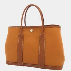 Hermes Gold Verso Negonda Leather Toile Garden Party TPM Tote Bag For Women