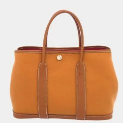 Hermes Gold Verso Negonda Leather Toile Garden Party TPM Tote Bag For Women -Deals Hermes Store luxury women hermes used handbags p680019 004