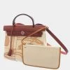 Hermes Red Leather Toile Herbag Zip PM Tote Bag For Women -Deals Hermes Store luxury women hermes used handbags p680023 003