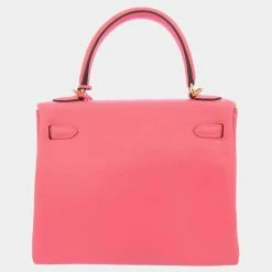 Hermes Pink Swift Leather Gold Hardware Kelly Retourne 25 Bag For Women -Deals Hermes Store luxury women hermes used handbags p680031 004