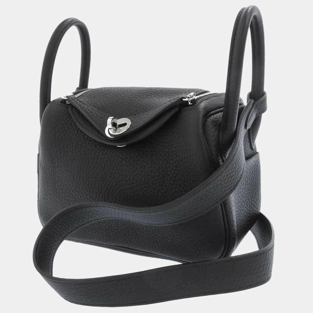 Hermes Black Taurillon Clemence Leather Mini Lindy 20 Shoulder Bag For Women 3 Hermes Black Taurillon Clemence Leather Mini Lindy 20 Shoulder Bag For Women