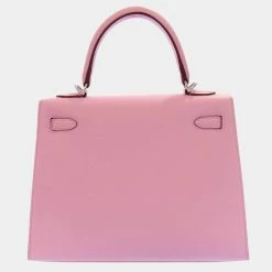 Hermes Pink Epsom Leather Palladium Hardware Kelly Sellier 25 Bag For Women -Deals Hermes Store luxury women hermes used handbags p680037 003