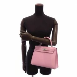 Hermes Pink Epsom Leather Palladium Hardware Kelly Sellier 25 Bag For Women -Deals Hermes Store luxury women hermes used handbags p680037 005