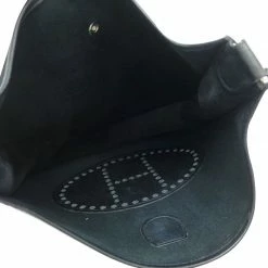 Hermes Chevron/Swift Black Toile Evelyne I PM Shoulder Bag For Women -Deals Hermes Store luxury women hermes used handbags p68006 0009