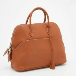 Hermes Hermès Gold Swift Leather Palladium Plated Web Bolide 1923 Bag For Women -Deals Hermes Store luxury women hermes used handbags p680882 004