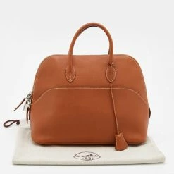 Hermes Hermès Gold Swift Leather Palladium Plated Web Bolide 1923 Bag For Women -Deals Hermes Store luxury women hermes used handbags p680882 007