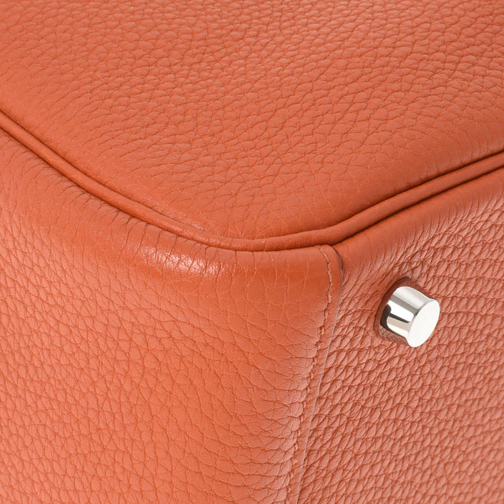 Hermes Orange Taurillon Clemence Leather Lindy 26 Shoulder Bag For Women 13 Hermes Orange Taurillon Clemence Leather Lindy 26 Shoulder Bag For Women - Image 11