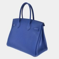 Hermes Blue Taurillon Clemence Leather Palladium Hardware Birkin 30 Bag For Women -Deals Hermes Store luxury women hermes used handbags p682499 002