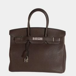 Hermes Chocolat Togo Birkin 35 PHW For Women