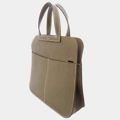 Hermes Grey Taurillon Clemence Leather Halzan 25 Tote Bag For Women -Deals Hermes Store luxury women hermes used handbags p683844 006