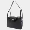Hermes Black Taurillon Clemence Leather Lindy 26 Shoulder Bag For Women