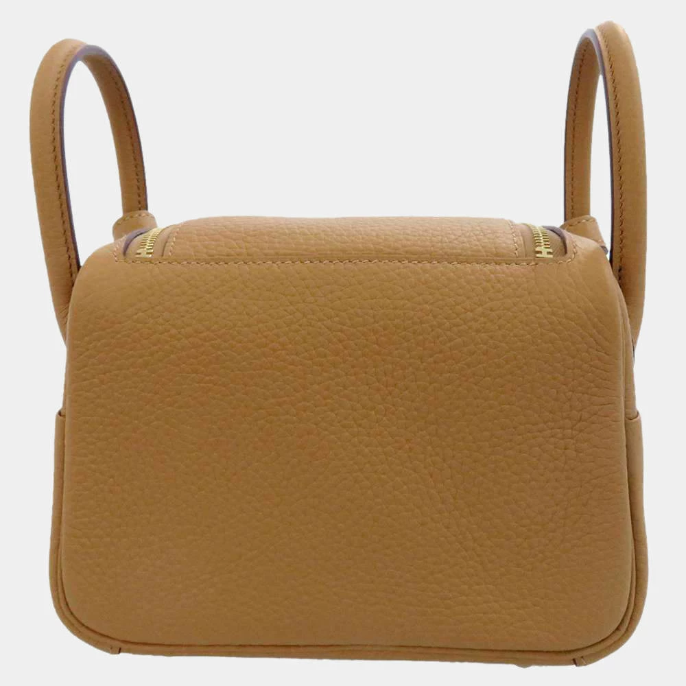Hermes Brown Taurillon Clemence Leather Lindy Mini 20 Bag For Women 5 Hermes Brown Taurillon Clemence Leather Lindy Mini 20 Bag For Women - Image 3