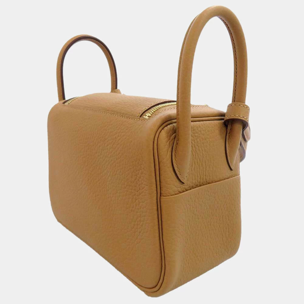 Hermes Brown Taurillon Clemence Leather Lindy Mini 20 Bag For Women 4 Hermes Brown Taurillon Clemence Leather Lindy Mini 20 Bag For Women - Image 2