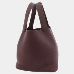 Hermes Red Taurillon Clemence Leather Picotin Lock MM Tote Bag For Women