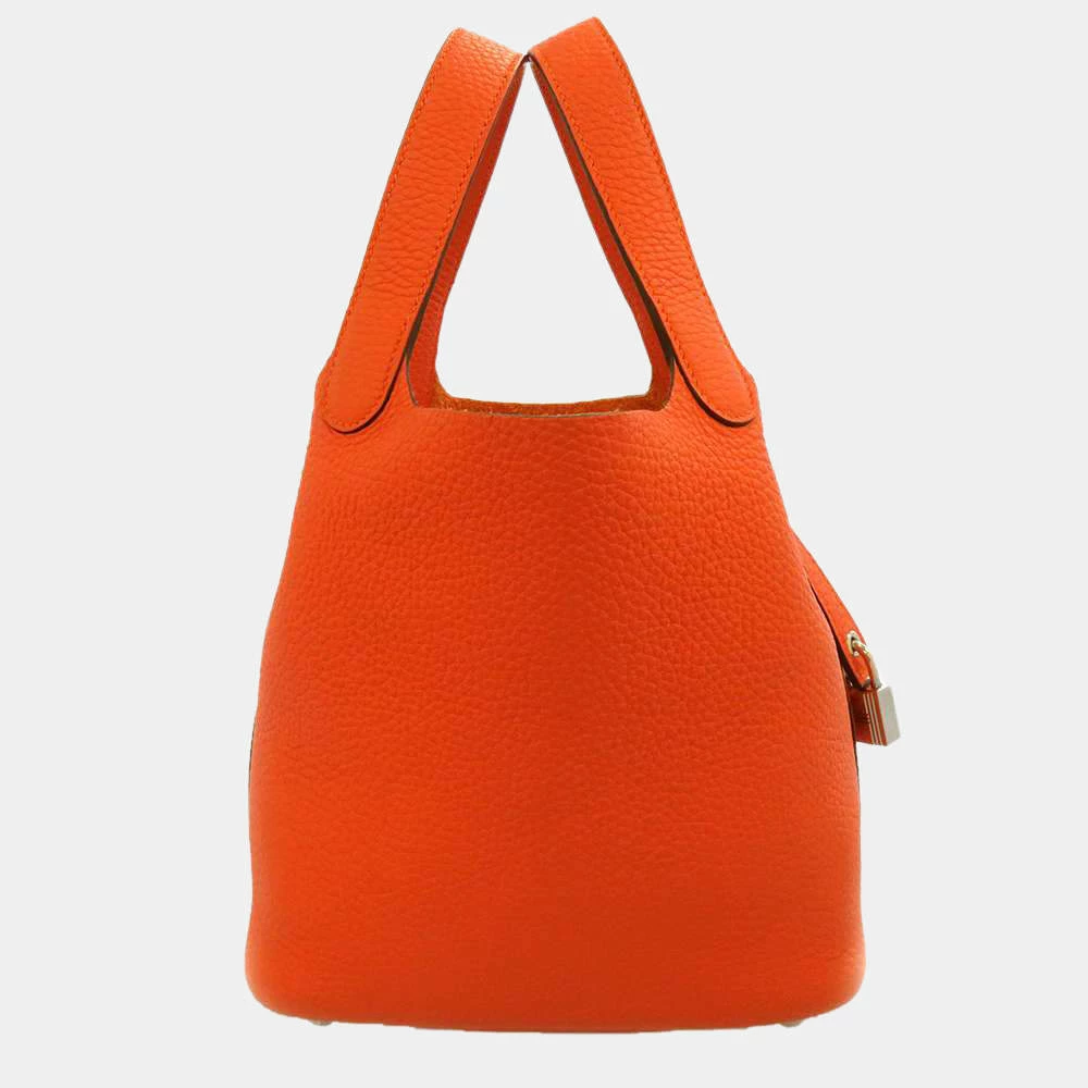 Hermes Orange Taurillon Clemence Leather Picotin Lock PM Top Handle Bag For Women 5 Hermes Orange Taurillon Clemence Leather Picotin Lock PM Top Handle Bag For Women - Image 3