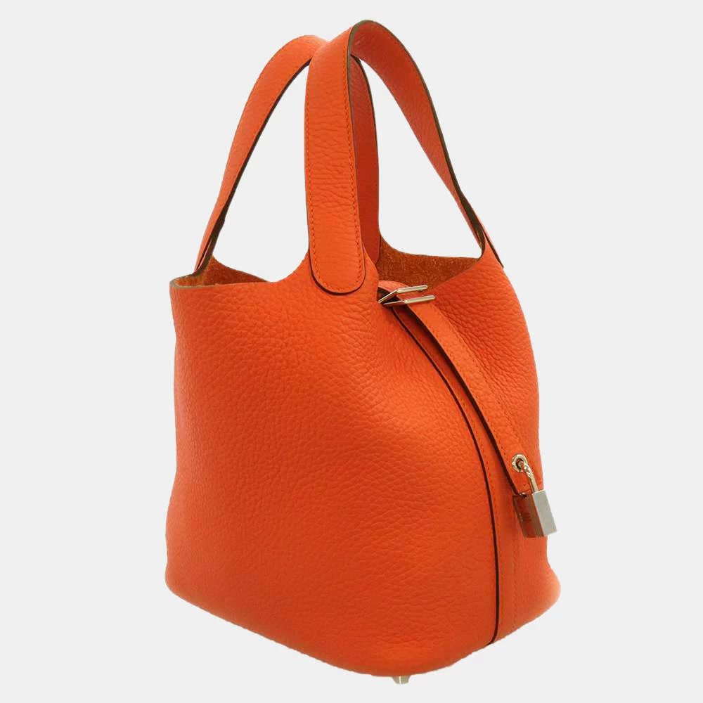 Hermes Orange Taurillon Clemence Leather Picotin Lock PM Top Handle Bag For Women 4 Hermes Orange Taurillon Clemence Leather Picotin Lock PM Top Handle Bag For Women - Image 2