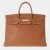 Hermes Brown Veau Crispe Togo Leather Gold Hardware Birkin 40 Bag For Women -Deals Hermes Store luxury women hermes used handbags p684000 002