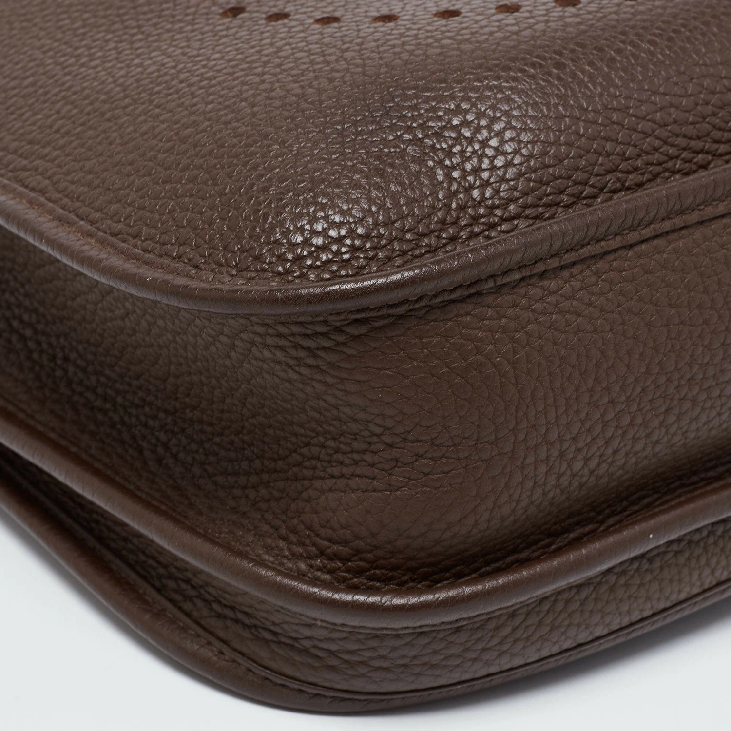 Hermes Chocolat Clemence Leather Evelyne III PM Bag For Women 16 Hermes Chocolat Clemence Leather Evelyne III PM Bag For Women - Image 14