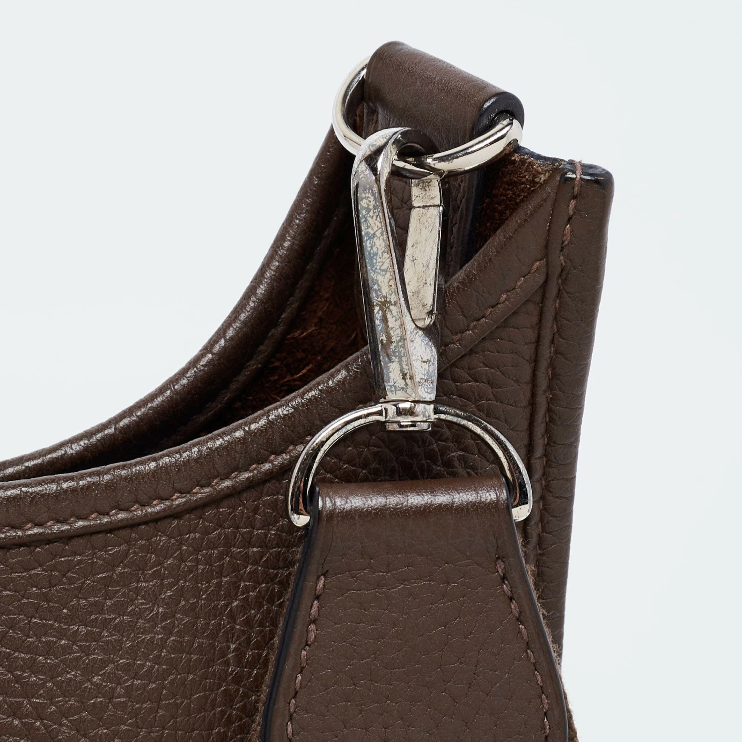 Hermes Chocolat Clemence Leather Evelyne III PM Bag For Women 8 Hermes Chocolat Clemence Leather Evelyne III PM Bag For Women - Image 6