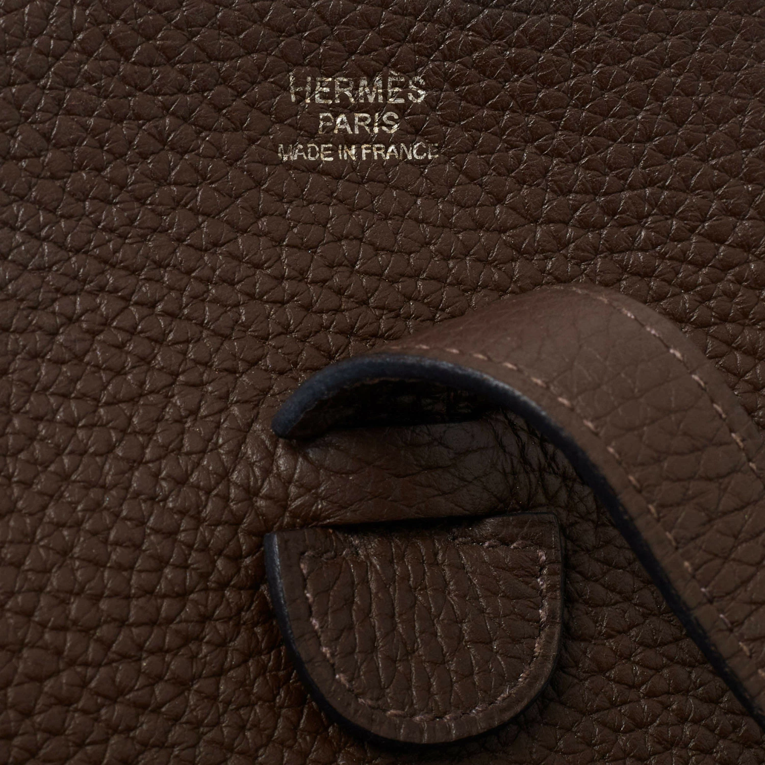 Hermes Chocolat Clemence Leather Evelyne III PM Bag For Women 14 Hermes Chocolat Clemence Leather Evelyne III PM Bag For Women - Image 12