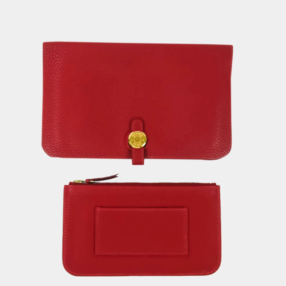 Hermes Dogon GM Unisex Togo Leather Long Wallet (bi-fold) Rouge Garance BF550296 For Women 7 Hermes Dogon GM Unisex Togo Leather Long Wallet (bi-fold) Rouge Garance BF550296 For Women - Image 5