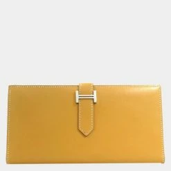 Hermes Bi-Fold Wallet Bearnsfre Paille Tadelact Ladies For Women
