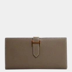 Hermes Bearnsfure Long Wallet Etup G Metal Fittings Epson D Engraved For Women
