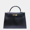 Hermes Kelly 32 Outer Stitch Shoulder Bag Black G Metal Fittings Box Calf Muffler For Women -Deals Hermes Store luxury women hermes used handbags p684208 002